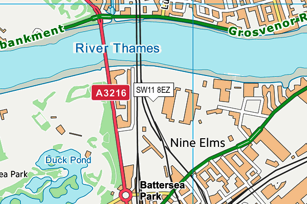 SW11 8EZ map - OS VectorMap District (Ordnance Survey)