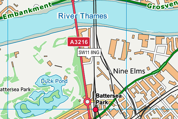 SW11 8NG map - OS VectorMap District (Ordnance Survey)