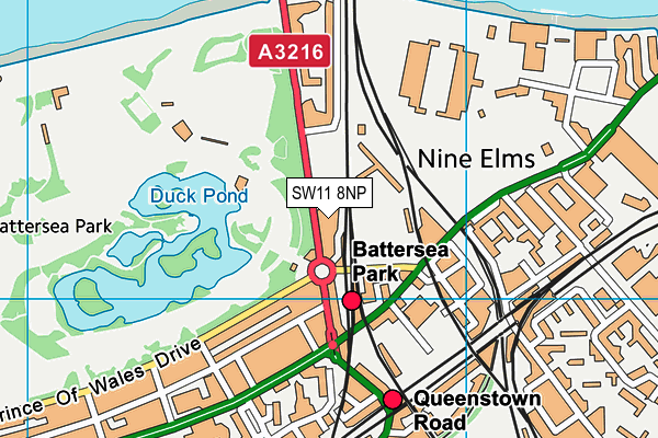 SW11 8NP map - OS VectorMap District (Ordnance Survey)