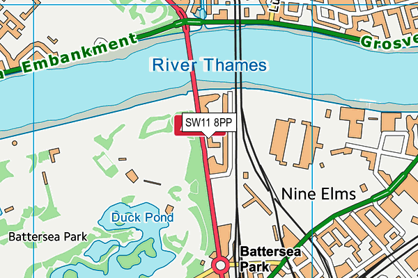 SW11 8PP map - OS VectorMap District (Ordnance Survey)