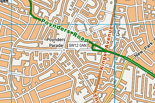 SW12 0AN map - OS VectorMap District (Ordnance Survey)