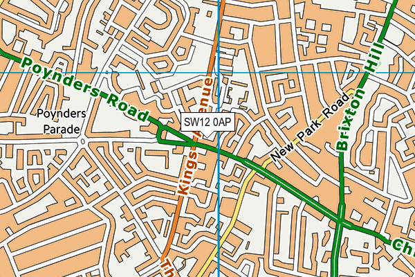 SW12 0AP map - OS VectorMap District (Ordnance Survey)
