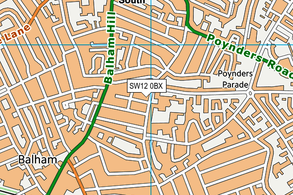 SW12 0BX map - OS VectorMap District (Ordnance Survey)