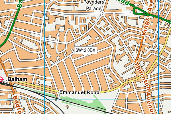 SW12 0DX map - OS VectorMap District (Ordnance Survey)