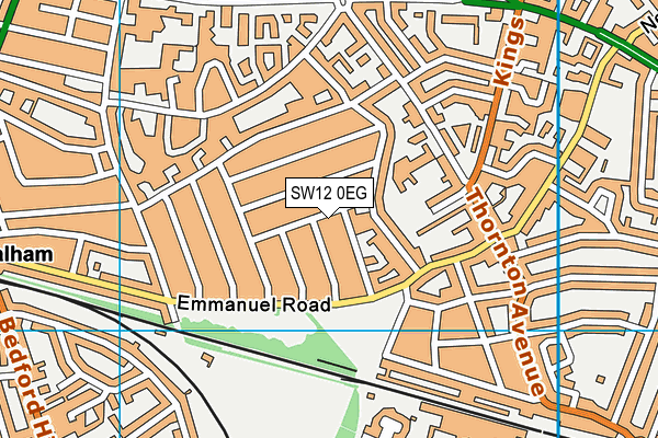SW12 0EG map - OS VectorMap District (Ordnance Survey)