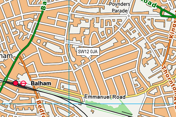 Henry Cavendish Primary School map (SW12 0JA) - OS VectorMap District (Ordnance Survey)