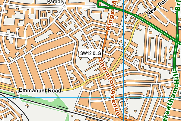 SW12 0LG map - OS VectorMap District (Ordnance Survey)