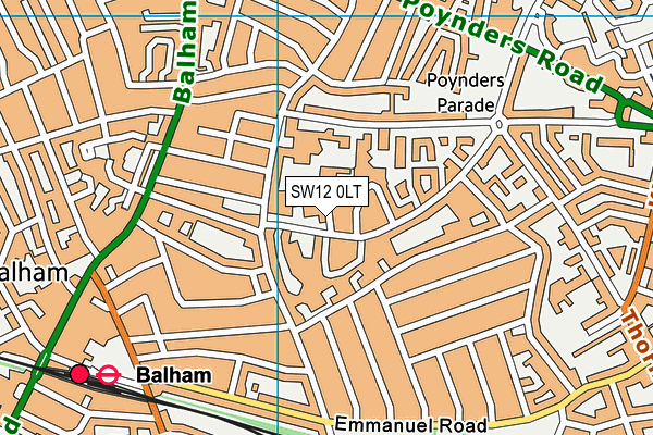 SW12 0LT map - OS VectorMap District (Ordnance Survey)