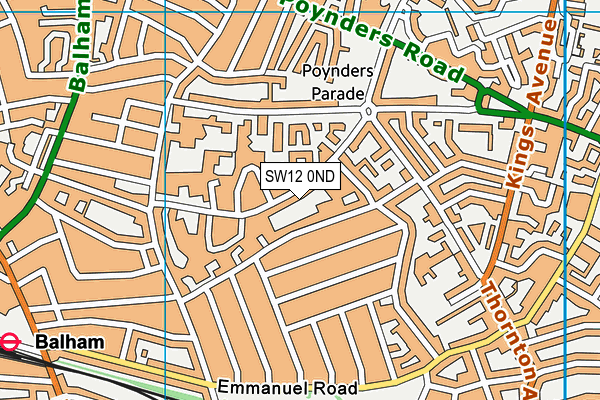 SW12 0ND map - OS VectorMap District (Ordnance Survey)