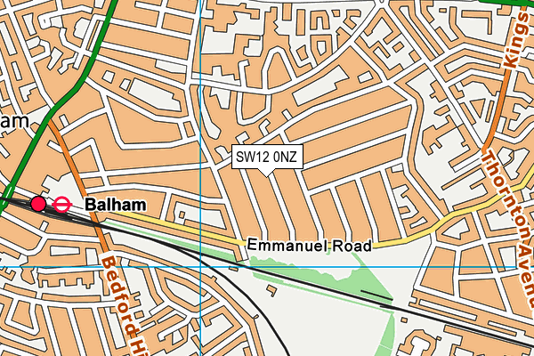 SW12 0NZ map - OS VectorMap District (Ordnance Survey)
