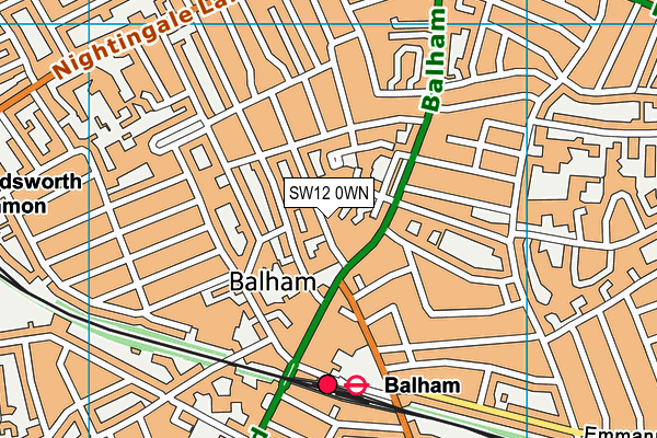 SW12 0WN map - OS VectorMap District (Ordnance Survey)