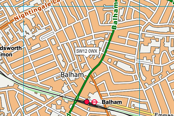 SW12 0WX map - OS VectorMap District (Ordnance Survey)