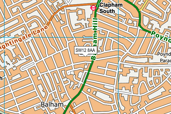 SW12 8AA map - OS VectorMap District (Ordnance Survey)