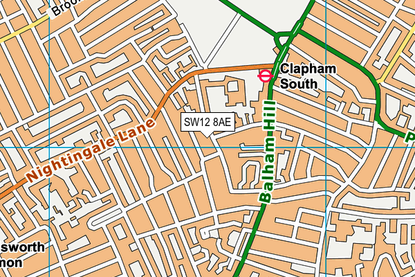 SW12 8AE map - OS VectorMap District (Ordnance Survey)