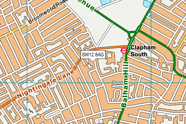 SW12 8AG map - OS VectorMap District (Ordnance Survey)