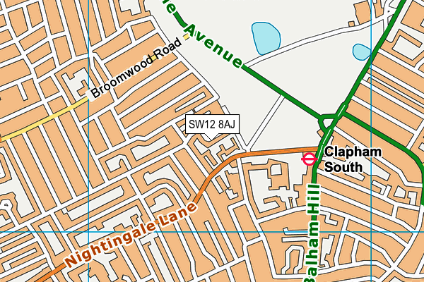SW12 8AJ map - OS VectorMap District (Ordnance Survey)