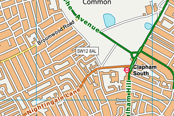 SW12 8AL map - OS VectorMap District (Ordnance Survey)