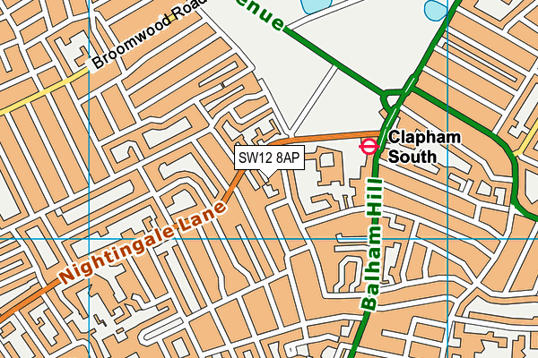 SW12 8AP map - OS VectorMap District (Ordnance Survey)