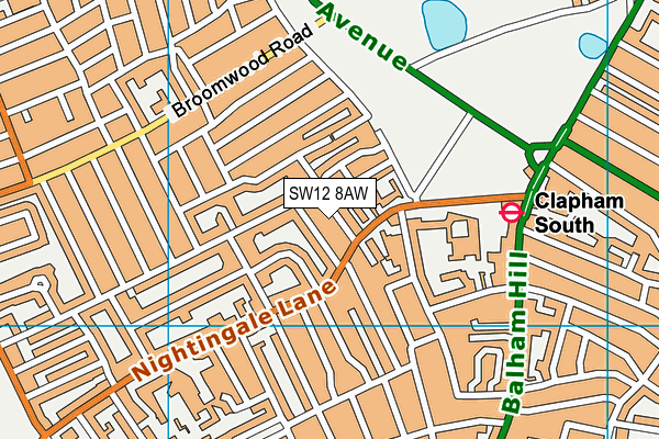 SW12 8AW map - OS VectorMap District (Ordnance Survey)