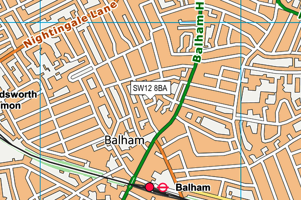 SW12 8BA map - OS VectorMap District (Ordnance Survey)