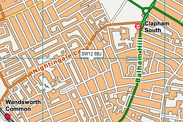 SW12 8BJ map - OS VectorMap District (Ordnance Survey)