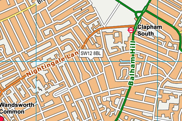 SW12 8BL map - OS VectorMap District (Ordnance Survey)