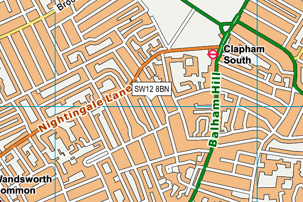 SW12 8BN map - OS VectorMap District (Ordnance Survey)