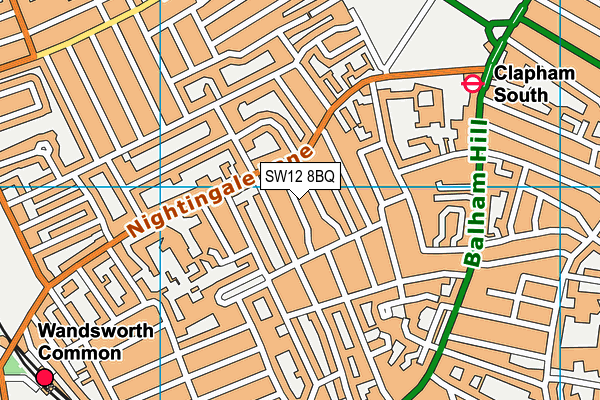 SW12 8BQ map - OS VectorMap District (Ordnance Survey)