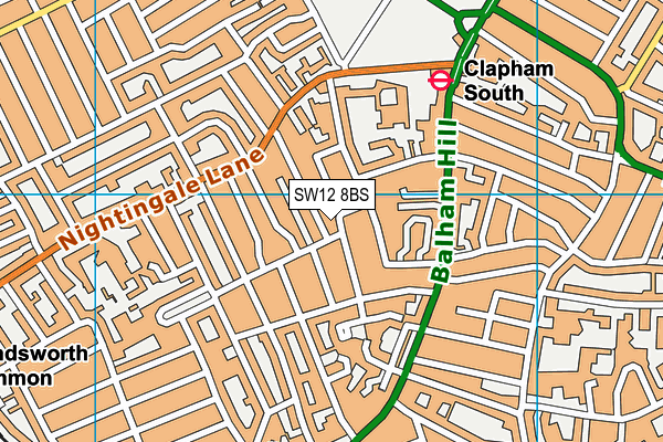 SW12 8BS map - OS VectorMap District (Ordnance Survey)