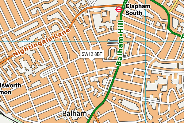 SW12 8BT map - OS VectorMap District (Ordnance Survey)