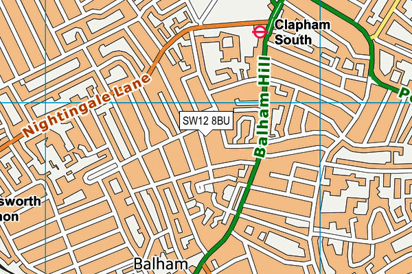 SW12 8BU map - OS VectorMap District (Ordnance Survey)