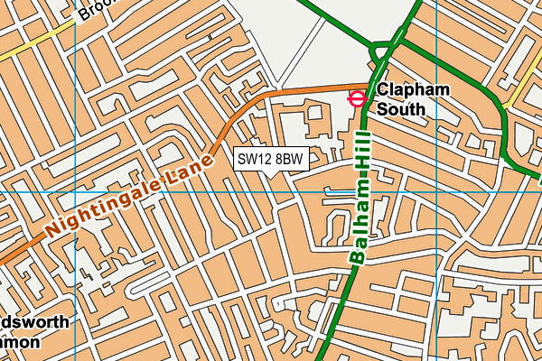 SW12 8BW map - OS VectorMap District (Ordnance Survey)