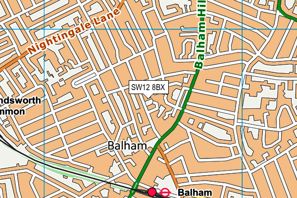 SW12 8BX map - OS VectorMap District (Ordnance Survey)