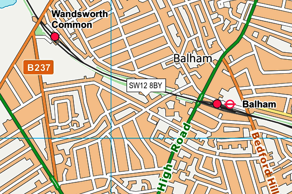 SW12 8BY map - OS VectorMap District (Ordnance Survey)