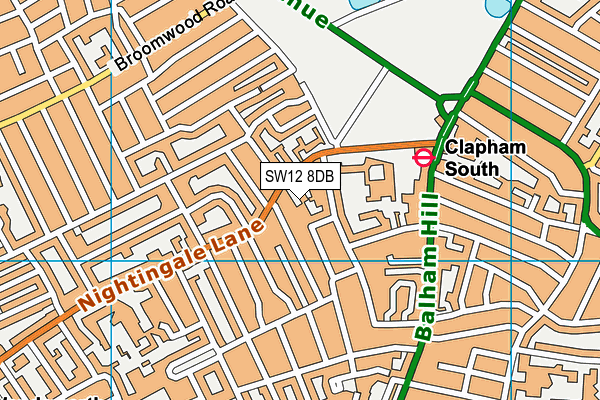 SW12 8DB map - OS VectorMap District (Ordnance Survey)