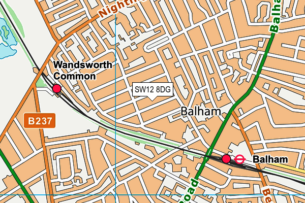 SW12 8DG map - OS VectorMap District (Ordnance Survey)