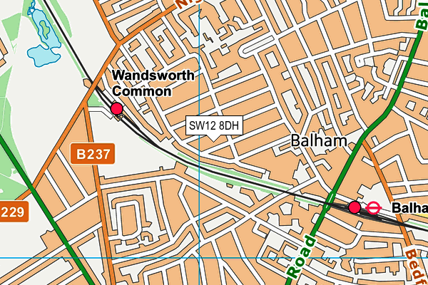 SW12 8DH map - OS VectorMap District (Ordnance Survey)