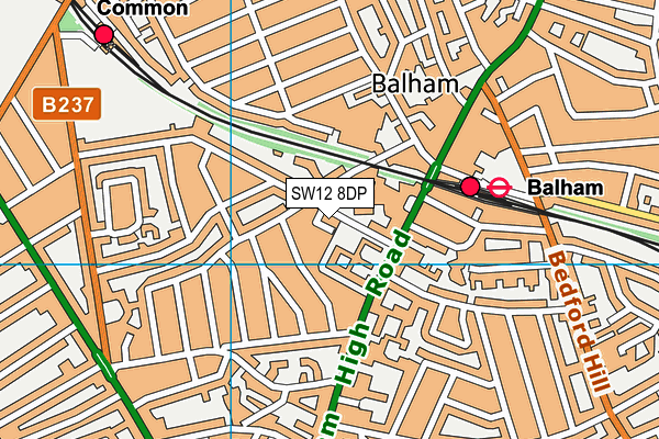 SW12 8DP map - OS VectorMap District (Ordnance Survey)