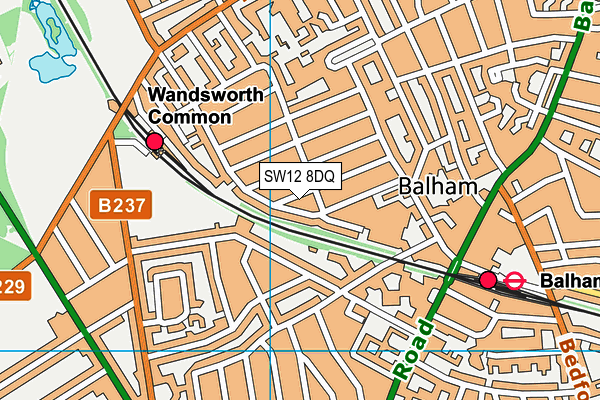 SW12 8DQ map - OS VectorMap District (Ordnance Survey)