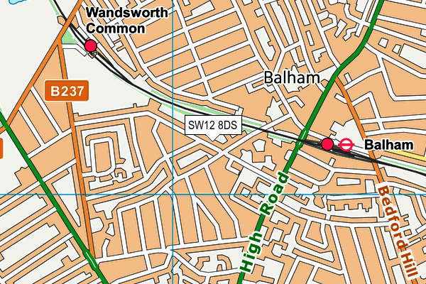 SW12 8DS map - OS VectorMap District (Ordnance Survey)