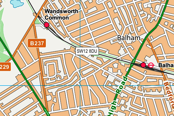 SW12 8DU map - OS VectorMap District (Ordnance Survey)