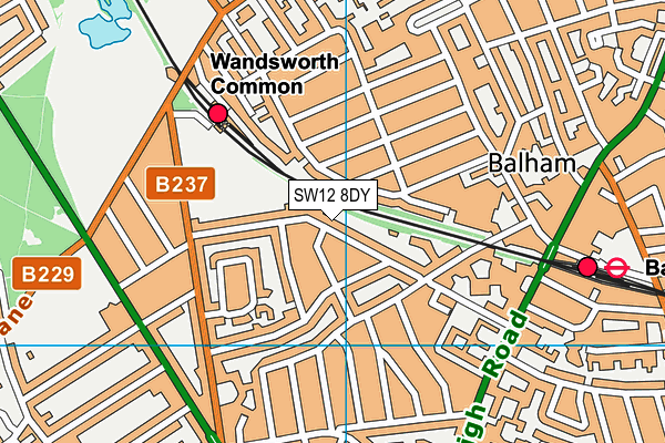 SW12 8DY map - OS VectorMap District (Ordnance Survey)