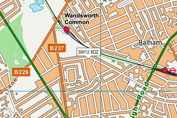 SW12 8DZ map - OS VectorMap District (Ordnance Survey)