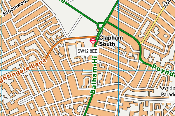 SW12 8EE map - OS VectorMap District (Ordnance Survey)