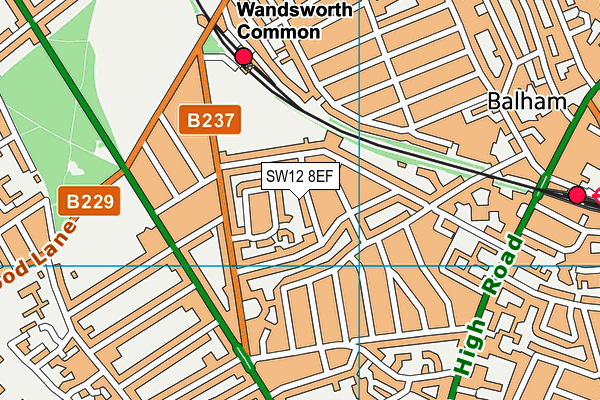 SW12 8EF map - OS VectorMap District (Ordnance Survey)