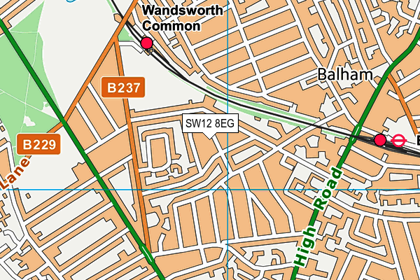 SW12 8EG map - OS VectorMap District (Ordnance Survey)