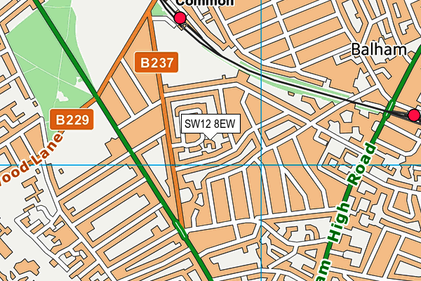 SW12 8EW map - OS VectorMap District (Ordnance Survey)