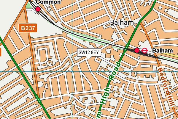 SW12 8EY map - OS VectorMap District (Ordnance Survey)