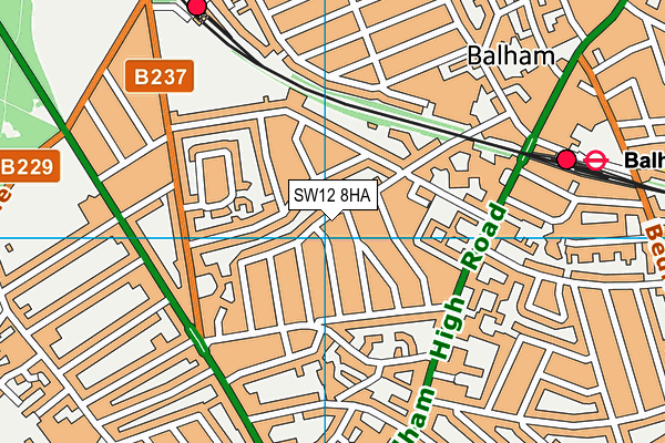 SW12 8HA map - OS VectorMap District (Ordnance Survey)