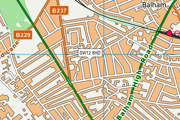 SW12 8HD map - OS VectorMap District (Ordnance Survey)